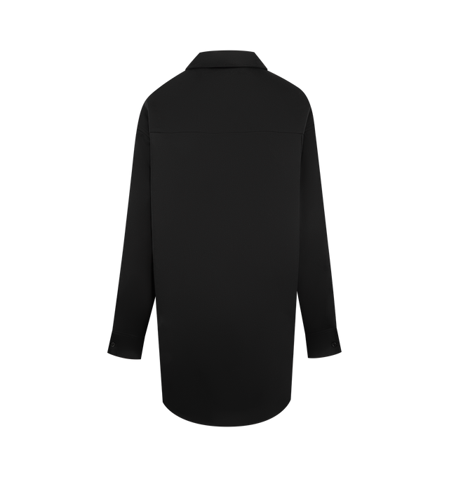 Image 2 of 3 - BLACK - BALENCIAGA Classic Shirt featuring double cotton, cocoon-inspired design with an elongated back, shirt collar, dropped shoulders, 5 button front, 1 chest pocket with Balenciaga logo embroidered, long sleeves, french cuffs, rounded hem and Balenciaga-engraved buttons. 100% cotton Made in Italy.  
