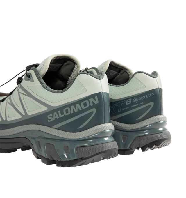 Image 3 of 5 - GREEN - SALOMON XT-6 GTX Sneaker featuring Quicklace closure offers one-pull tightening, removable OrthoLite insole, SensiFit + EndoFit construction, Agile Chassis System, Contagrip MA tread puts durable, reliable traction underfoot, textile and synthetic upper and lining/rubber sole. 