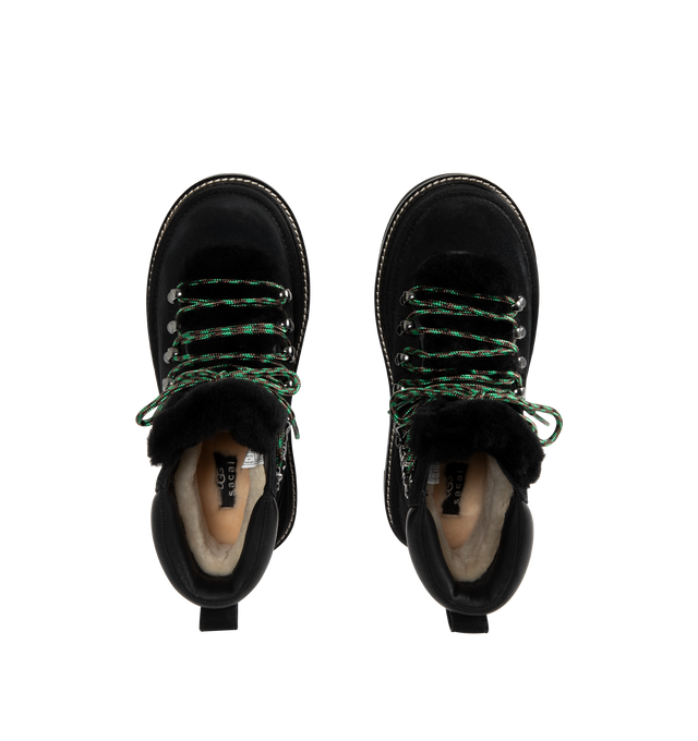 Image 4 of 4 - BLACK - UGG x sacai hiker boots designed for everyday wear, combines UGG's iconic premium suede with sacai's unmistakable hybridized aesthetic. Upper is made with suede sourced from certified farms that practice regenerative agriculture upper. Midsole incorporates sugarcane EVA. Features Vibram XS Trek Evo. Unisex style in women's sizes.