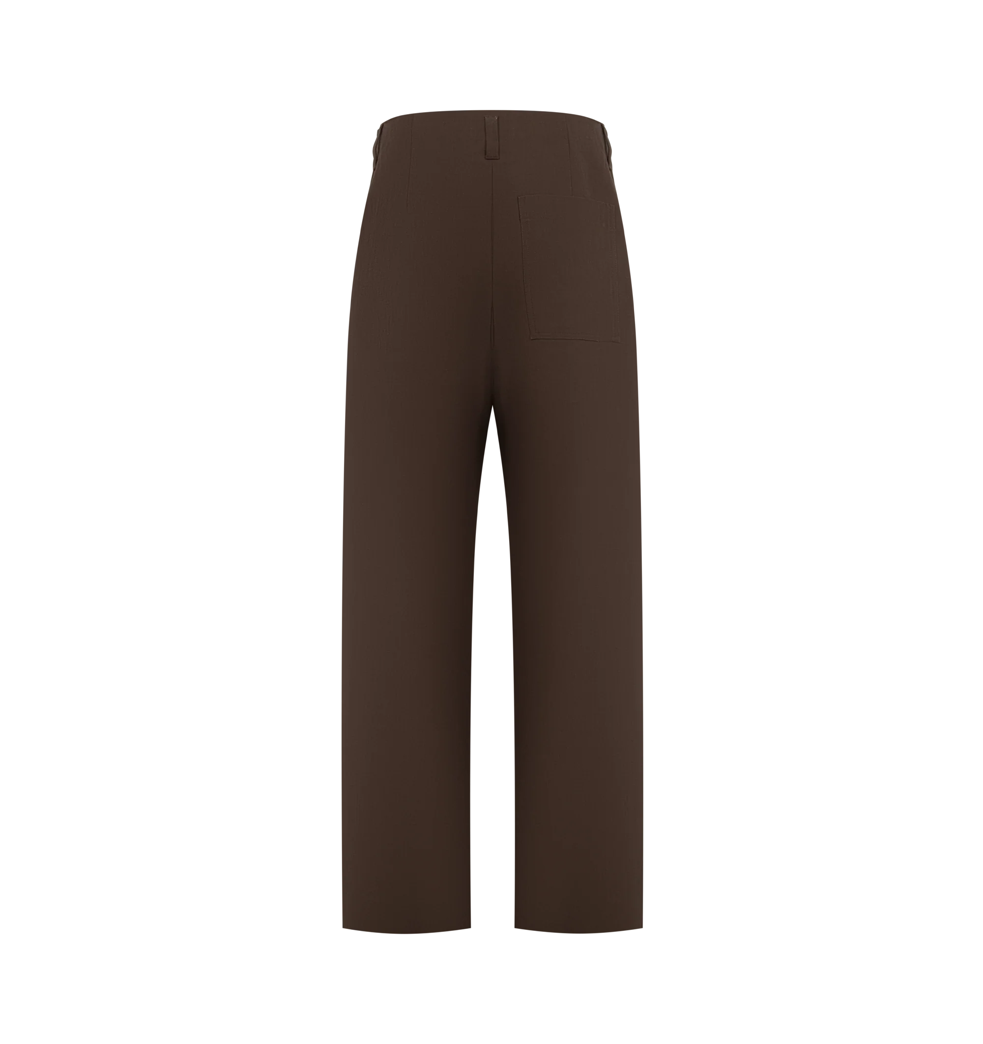 Image 2 of 3 - BROWN - LOEWE PAULA'S IBIZA Trousers in lightweight double face cotton linen featuring pleats at the front, relaxed fit, regular length, mid waist, straight leg, concealed zip fly, buttoned coin pocket, seam pockets, rear patch pocket and LOEWE embossed leather patch placed at the front. Linen/cotton. Made in Italy.