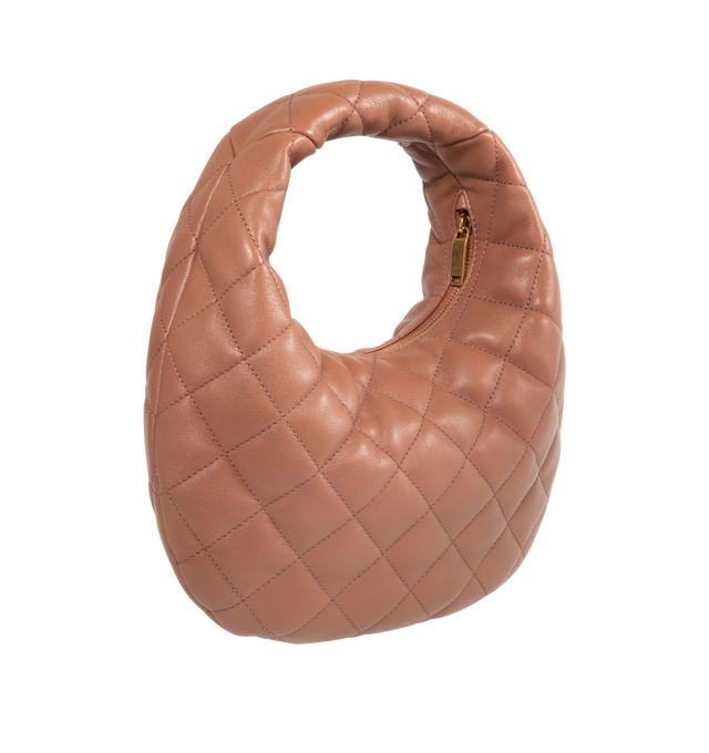 Image 2 of 3 - BROWN - SAINT LAURENT Icarino Bag in quilted nappa featuring baby version of the iconic Icar, with diamond-quilted topstitching, leather lining, bronze-tone hardware and zip closure. 6.7-10.2" x 5.1" x 1.2". Lambskin. Made in Italy.