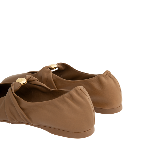 Image 3 of 4 - BROWN - LOEWE Pebble Soft Ballerina Flat in supple nappa lambskin with a flexible upper engineered for extra comfort, featuring a metallic pebble with an Anagram engraved detail and a signature petal toe shape, padded leather insole and Anagram embossed rubber outsole. Nappa lambskin. Made in Italy.