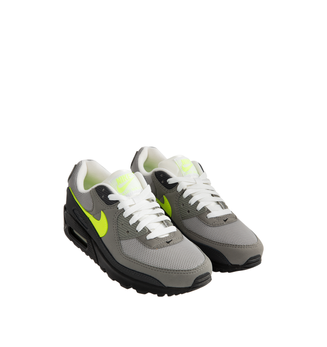 Image 2 of 5 - GREY - NIKE Air Max 90 Sneaker featuring high-constrast look, Nike Air technology and rubber waffle outsole. 