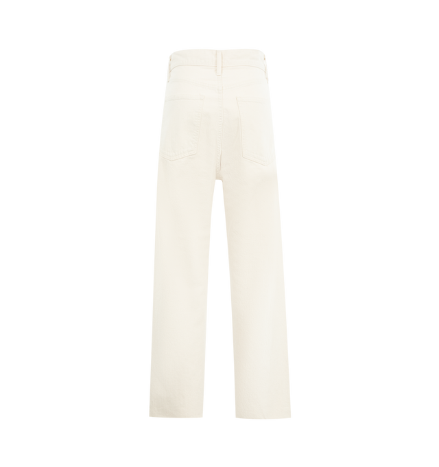 Image 2 of 3 - WHITE - THE ROW Fortino Jean featuring mid-rise five-pocket jeans with a relaxed straight leg and frayed hem finish. 100% cotton. Made in Japan. 