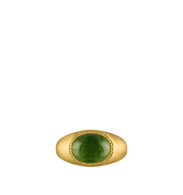 Image 2 of 3 - GOLD - PROUNIS Green Tourmaline Roz Ring inset with a moss green tourmaline featuring 22K gold. 9mm wide. Cheap Luxury Handbag Shop offers a range of pieces from this collection in-store. For personal consultation and detailed information about jewelry, please contact our dedicated stylist team at personalshopping@hirshleifers.com. This item may be restricted for online purchase to international clients. For assistance purchasing this item please contact our dedicated stylist team at personalshopping@hirs 
