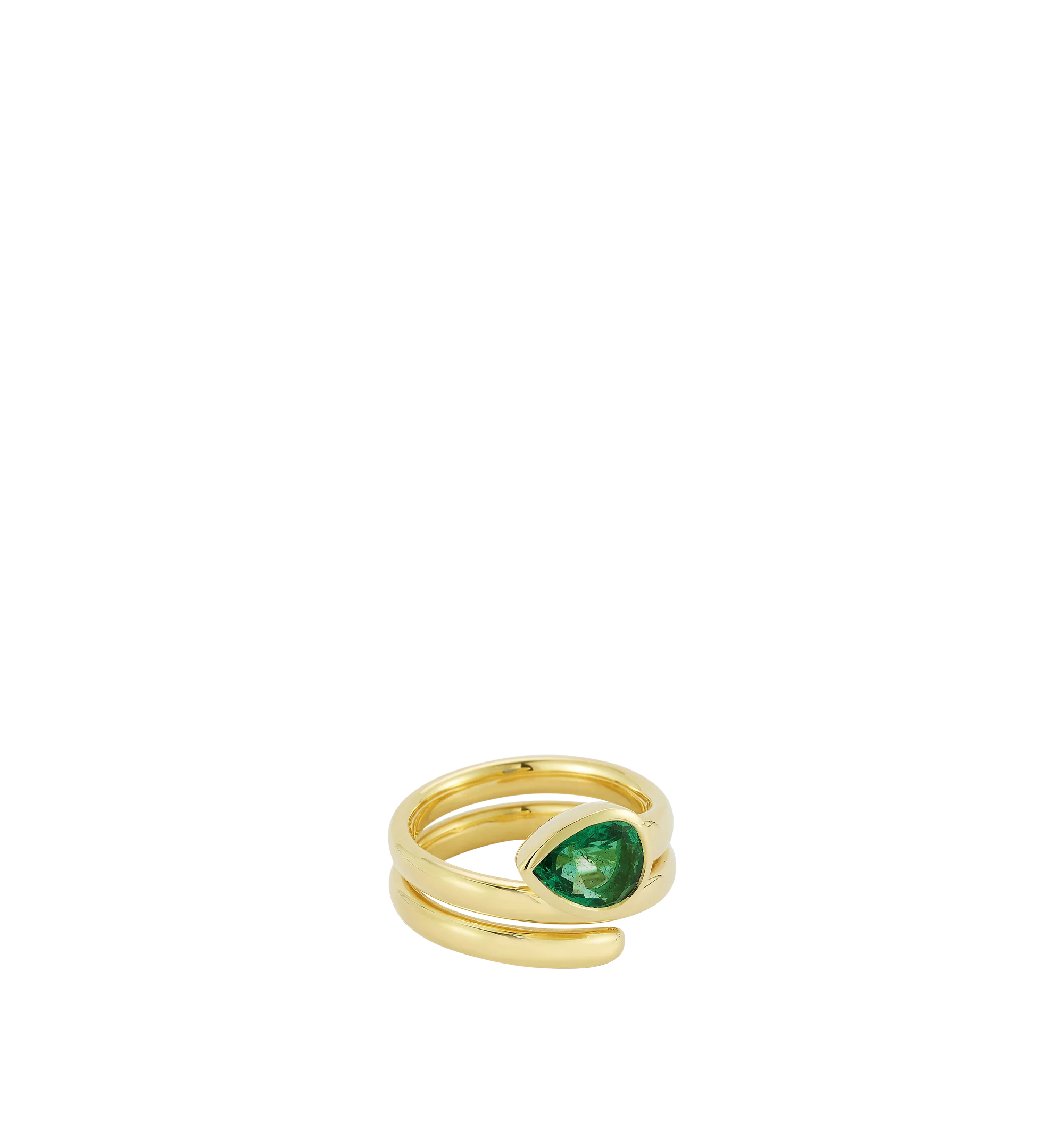 Image 1 of 4 - GOLD - Jemma Wynne Prive Emerald Pear Coil Ring featuring 18k Yellow Gold and Emerald - 1.3cts. Cheap Luxury Handbag Shop offers a range of pieces from this collection in-store. For personal consultation and detailed information about jewelry, please contact our dedicated stylist team at personalshopping@hirshleifers.com.This item may be restricted for online purchase to international clients. For assistance purchasing this item please contact our dedicated stylist team at personalshopping@hirshleifers.c
