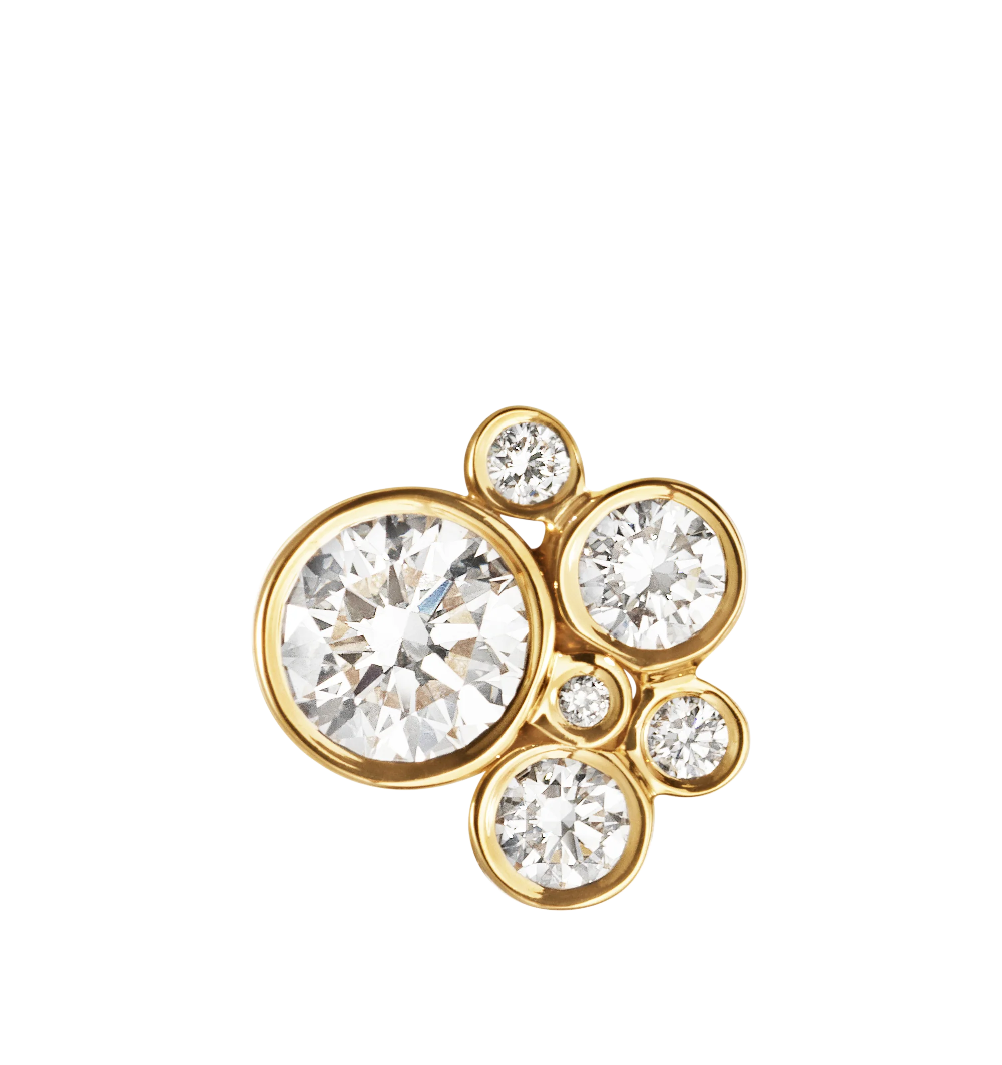 Image 2 of 2 - GOLD - SOPHIE BILLE BRAHE Bisou Diamant Single Earring featuring 18k recycled yellow gold, .35ct TW.VVS diamonds. 