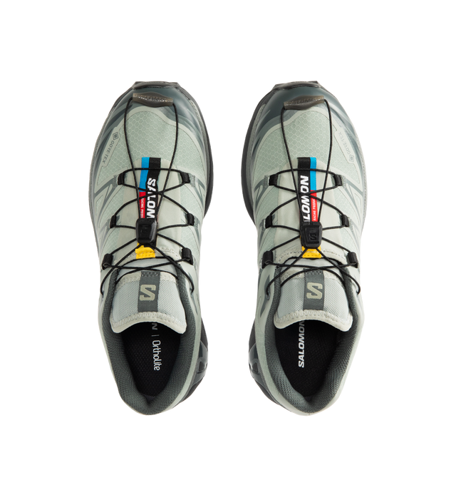Image 5 of 5 - GREEN - SALOMON XT-6 GTX Sneaker featuring Quicklace closure offers one-pull tightening, removable OrthoLite insole, SensiFit + EndoFit construction, Agile Chassis System, Contagrip MA tread puts durable, reliable traction underfoot, textile and synthetic upper and lining/rubber sole. 