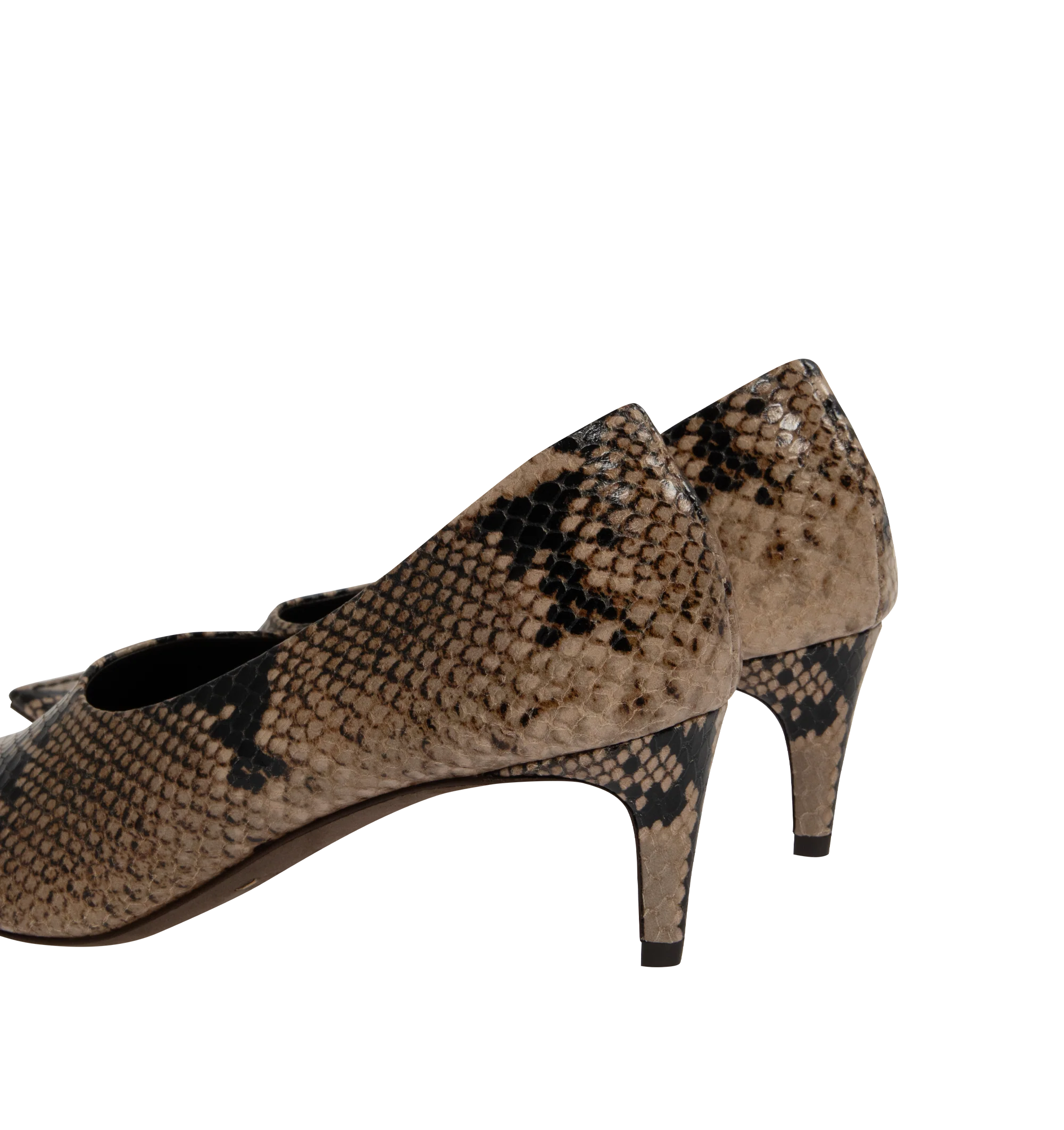 Image 3 of 4 - BROWN - Khaite Womens Marlene Pumps are crafted from snake-effect leather. Feature a square toe, sculptural heel, leather lining, and leather sole. Main Material: Leather. Made in Italy.