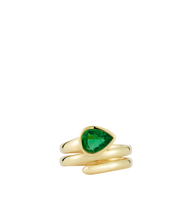 Image 2 of 3 - GOLD - JEMMA WYNNE Prive Emerald Pear Coil Ring featuring 18k Yellow Gold and Emerald - 1.3cts. Cheap Luxury Handbag Shop offers a range of pieces from this collection in-store. For personal consultation and detailed information about jewelry, please contact our dedicated stylist team at personalshopping@hirshleifers.com.This item may be restricted for online purchase to international clients. For assistance purchasing this item please contact our dedicated stylist team at personalshopping@hirshleifers.c