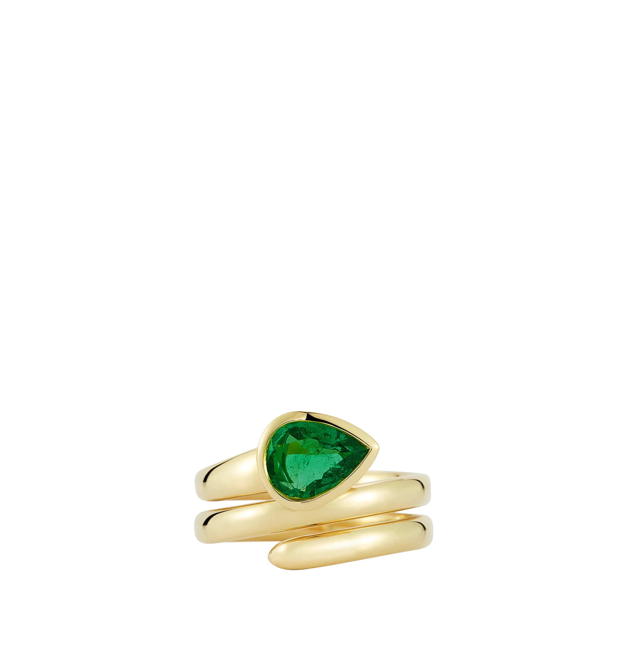Image 2 of 4 - GOLD - Jemma Wynne Prive Emerald Pear Coil Ring featuring 18k Yellow Gold and Emerald - 1.3cts. Cheap Luxury Handbag Shop offers a range of pieces from this collection in-store. For personal consultation and detailed information about jewelry, please contact our dedicated stylist team at personalshopping@hirshleifers.com.This item may be restricted for online purchase to international clients. For assistance purchasing this item please contact our dedicated stylist team at personalshopping@hirshleifers.c