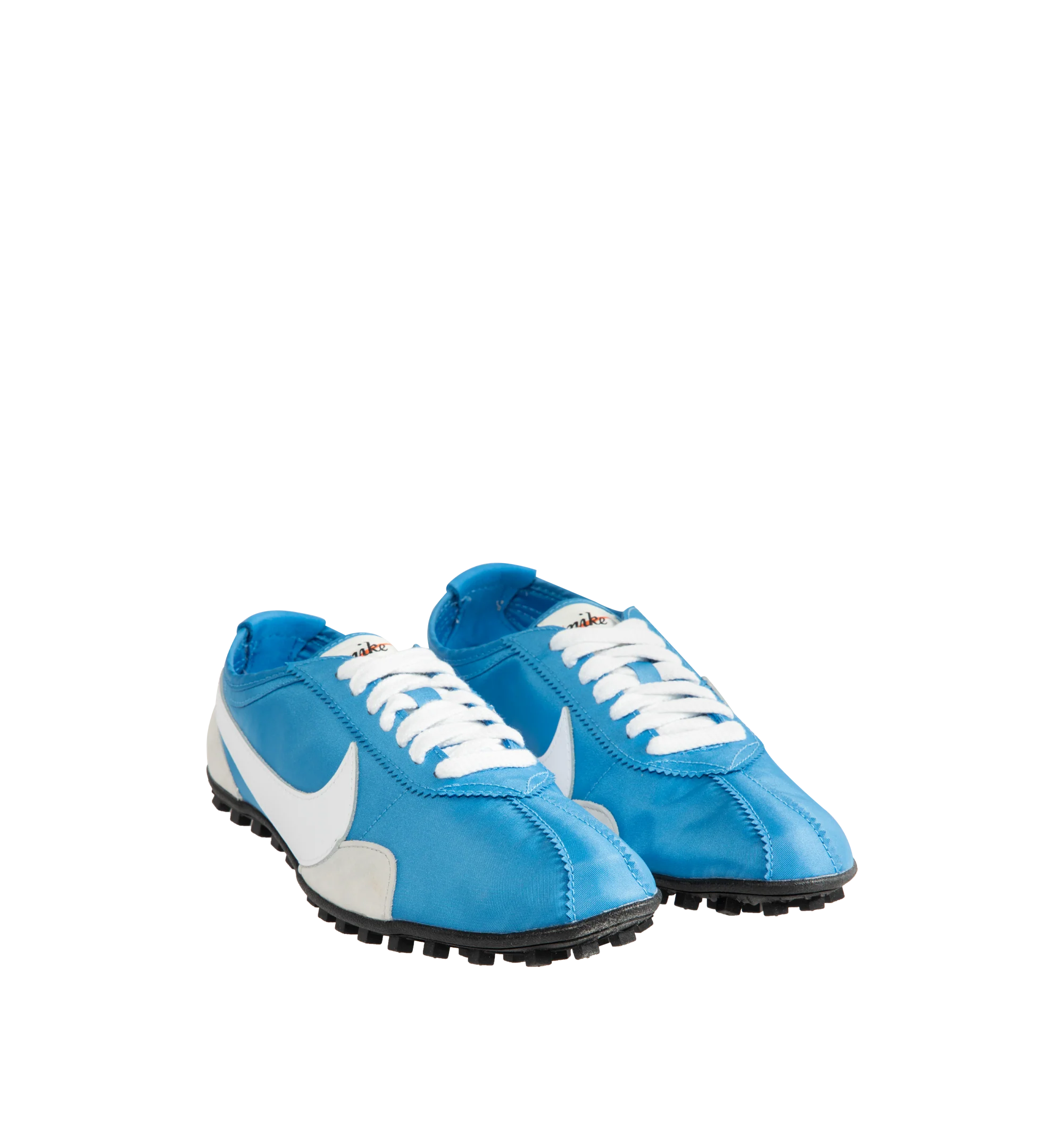 Image 2 of 5 - BLUE - Nike Men's Moon Shoe OG SP Sneakers feature an Italy Blue and Neutral Grey nylon upper with black and white accents and a leather Swoosh. Inspired by Nike's original 1970s running shoe, the streamlined silhouette is finished with a rubber Waffle outsole for durable traction. Upper: Nylon and Leather. Sole: Rubber. 