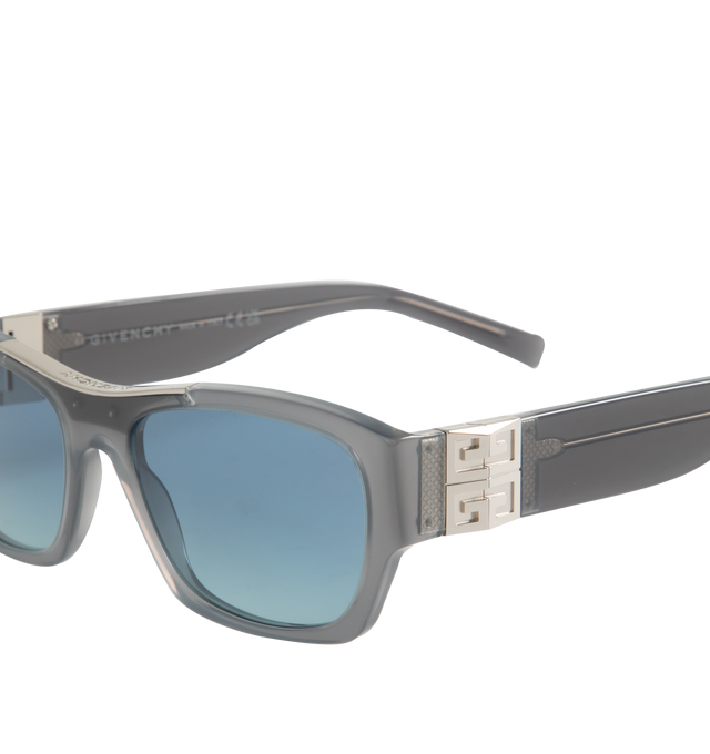 Image 3 of 3 - BLUE - GIVENCHY Square Logo Sunglasses featuring solid lenses, temple  top of the front logo details and square frame. Acetate. 100% UV protection. Made in Italy. 