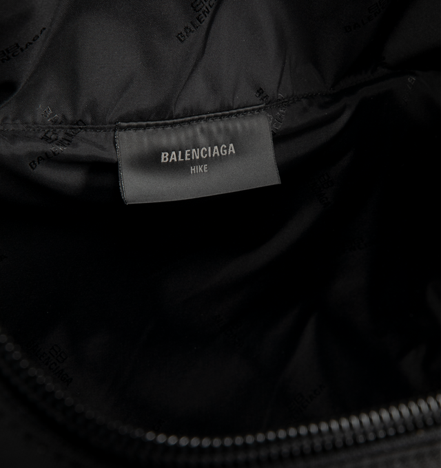 Image 3 of 3 - BLACK - BALENCIAGA Hike Gym Bag featuring flat top handles with grip strap closure, adjustable, removable shoulder strap, dual U-zip closure to main compartment, two side U-zip pockets, two side mesh pockets, front mesh zip pocket and drawstring detail on the front. 13.8"H x 10.2"W. Nylon, polyurethane and polyester. Made in Italy