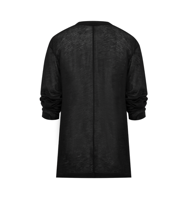 Image 2 of 2 - BLACK - THE ROW Amia T-Shirt featuring relaxed long-sleeved top in textured cotton jersey, ribbed crewneck, signature center back detail and spun from pure cotton slub yarn. 100% cotton. Made in Italy.