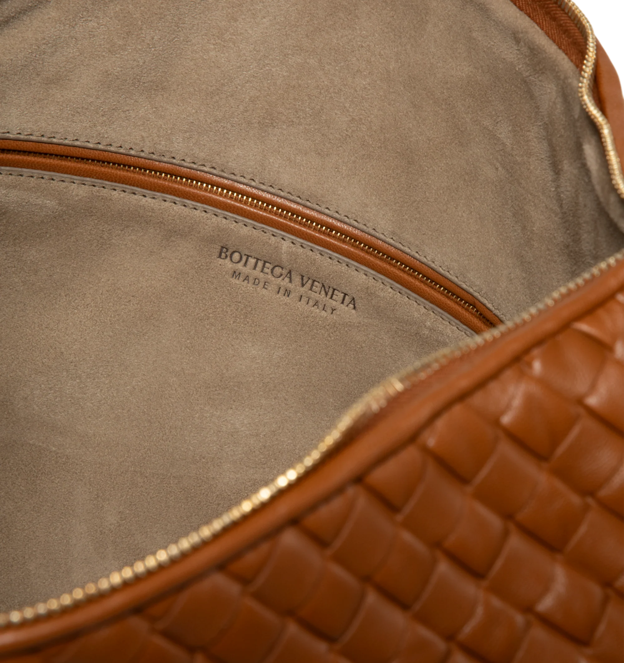 Image 3 of 3 - BROWN - Bottega Veneta Maxi Veneta Bag featuring maxi padded Intrecciato supple leather shoulder bag with single compartment, one zipped pocket, zip closure and suede lining. Lambskin. Made in Italy. This item may be restricted for online purchase to international clients. For assistance purchasing this item please contact our dedicated stylist team at personalshopping@hirshleifers.com. 