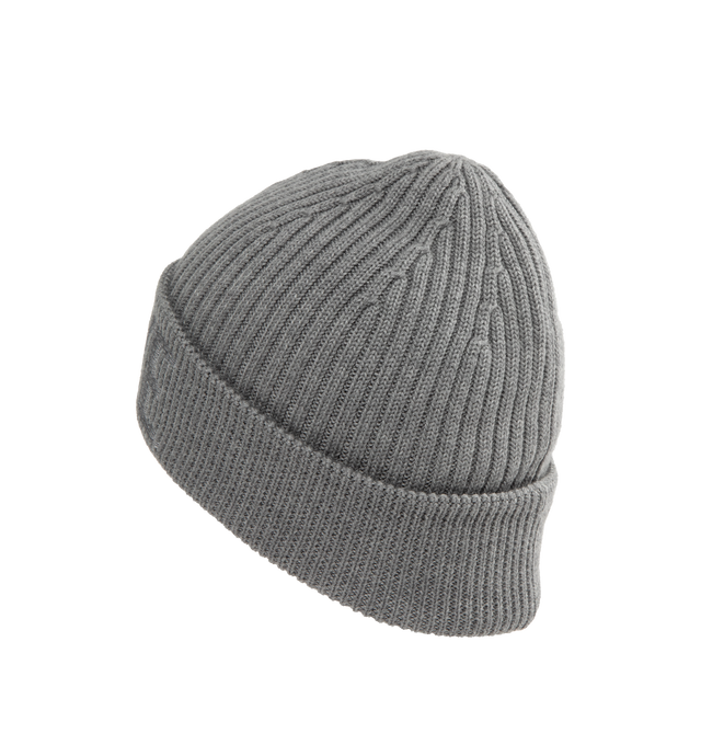 Image 2 of 2 - GREY - LOEWE Wool Beanie featuring medium-weight ribbed wool knit, regular length, turn-up cuff and blurred LOEWE embroidery placed at the front. Wool. Made in Italy.