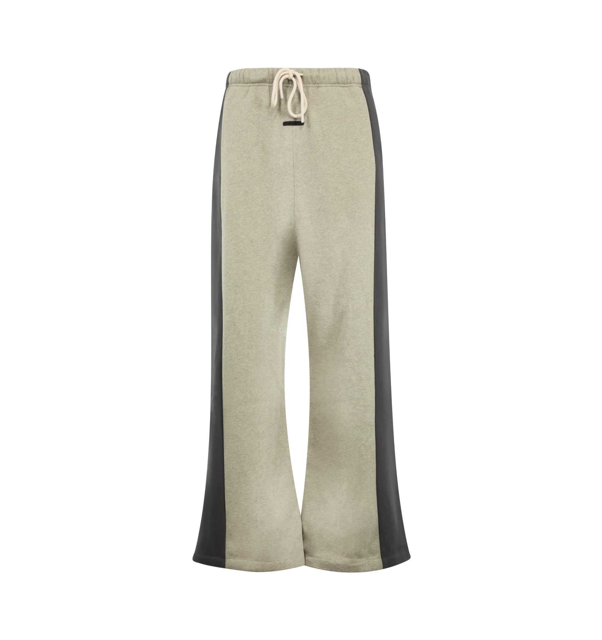 Image 1 of 3 - NEUTRAL - Fear of God Essentials Mens Lounge Pants are crafted from heavyweight 380 GSM cotton-blend core fleece. Feature a wide-leg fit, paneled construction, elasticized waistband with bungee drawcord, side-seam pockets, and an Essentials logo label. Main Material: 80% Cotton, 20% Polyester.