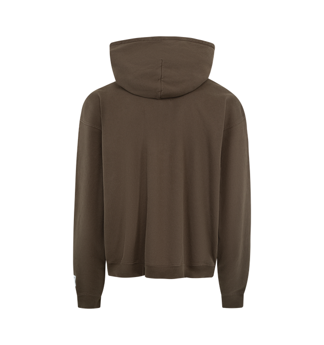 Image 2 of 3 - BROWN - GALLERY DEPT French Logo Painted Cotton Hoody featuring relaxed fit, hooded, dropped shoulders, long sleeves, front logo, painted print details and ribbed trims. 100% cotton. 