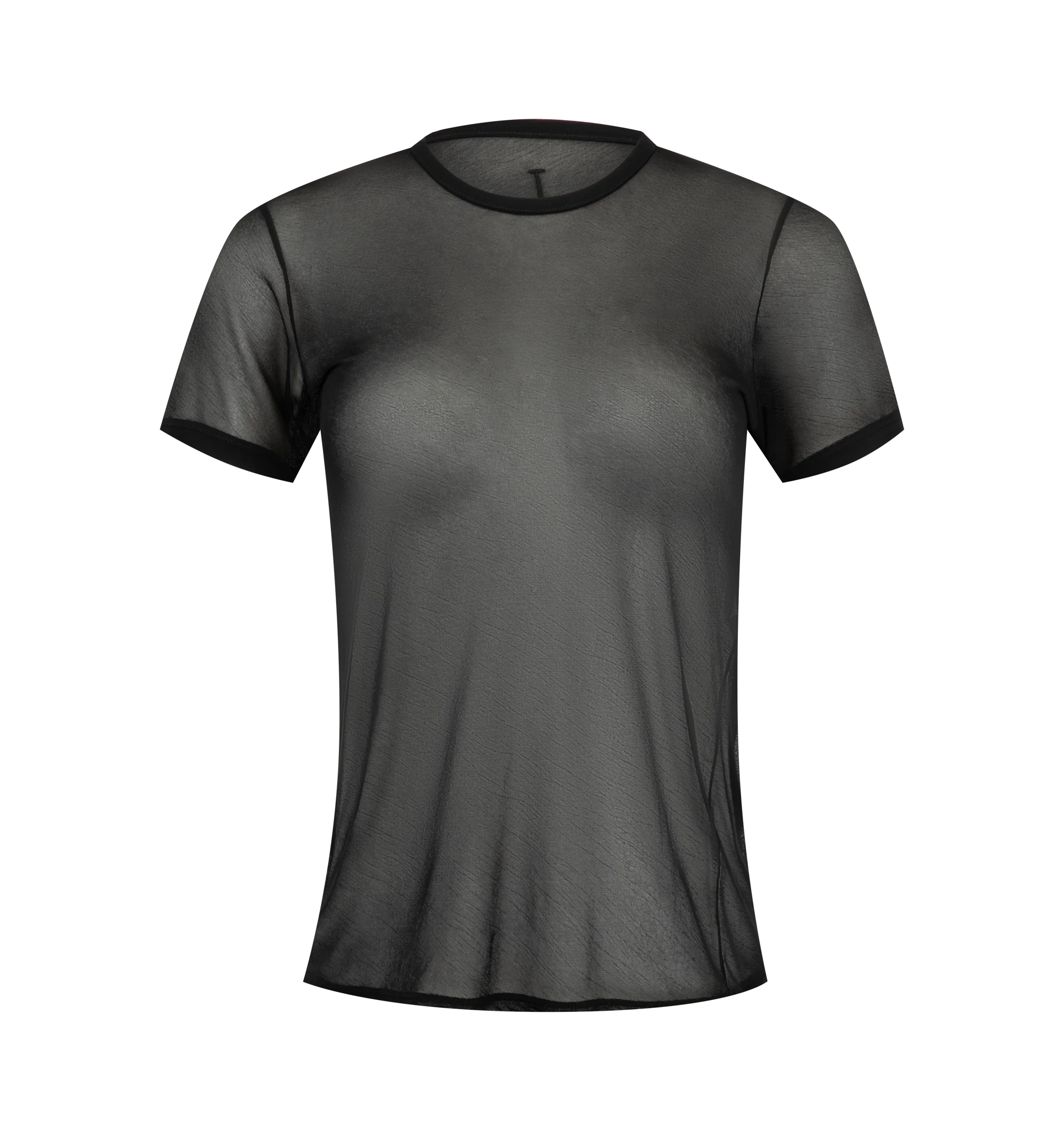 Image 1 of 2 - BLACK - Tom Ford Women's Light Crepe Jersey Boyfriend T-Shirt is crafted from lightweight transparent crepe jersey and features a relaxed boyfriend fit. Designed with a fluid drape and clean, versatile silhouette, this essential style reflects Tom Fords elevated approach to everyday wardrobe foundations. Main Material: Light Crepe Jersey.