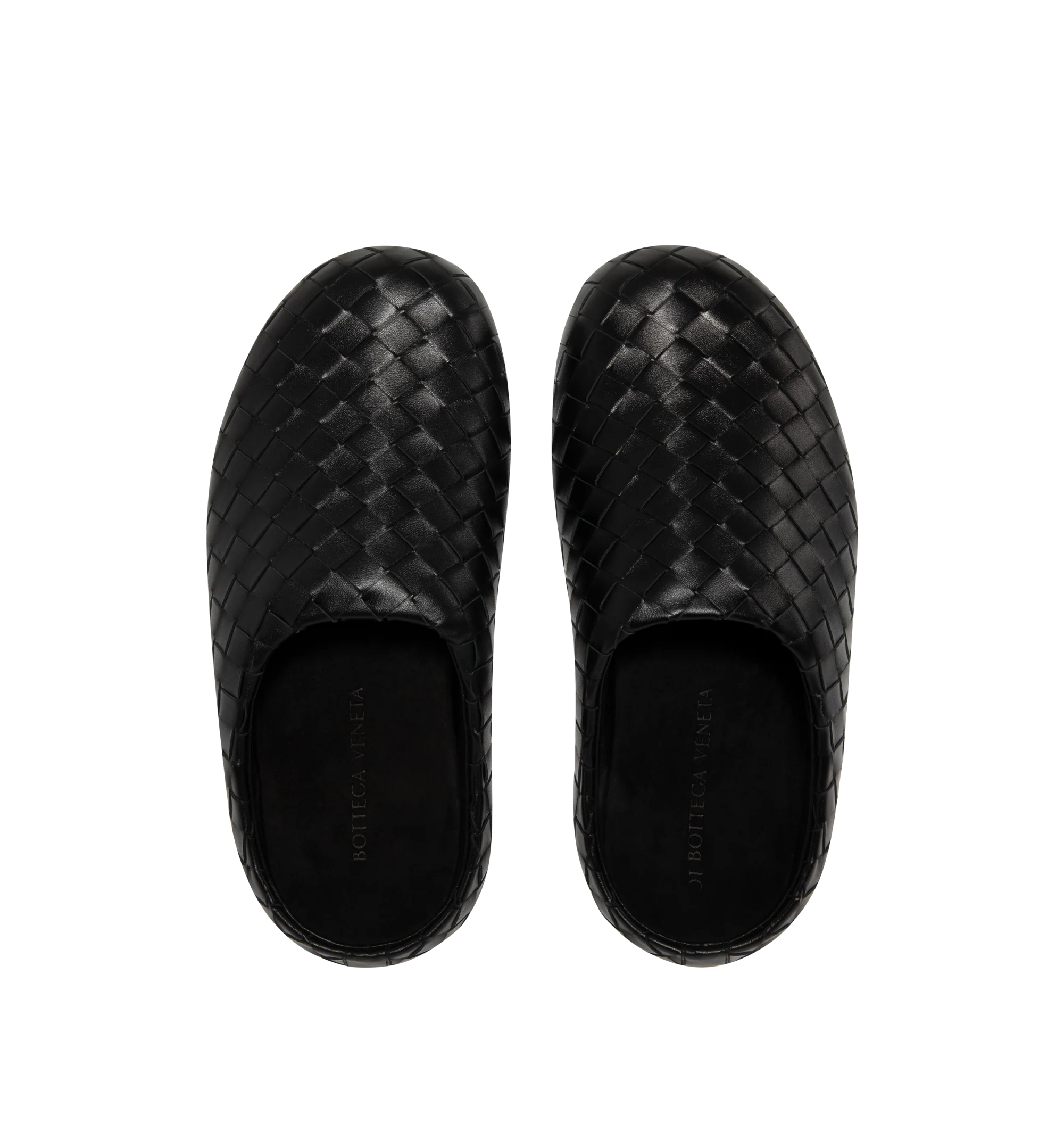 Image 4 of 4 - BLACK - Bottega Veneta Mens Slip-on mule is crafted from a woven Intrecciato leather, leather lining, and durable outsole. Upper: Leather; Lining: Calfskin; Outsole: Rubber. Made in Italy.