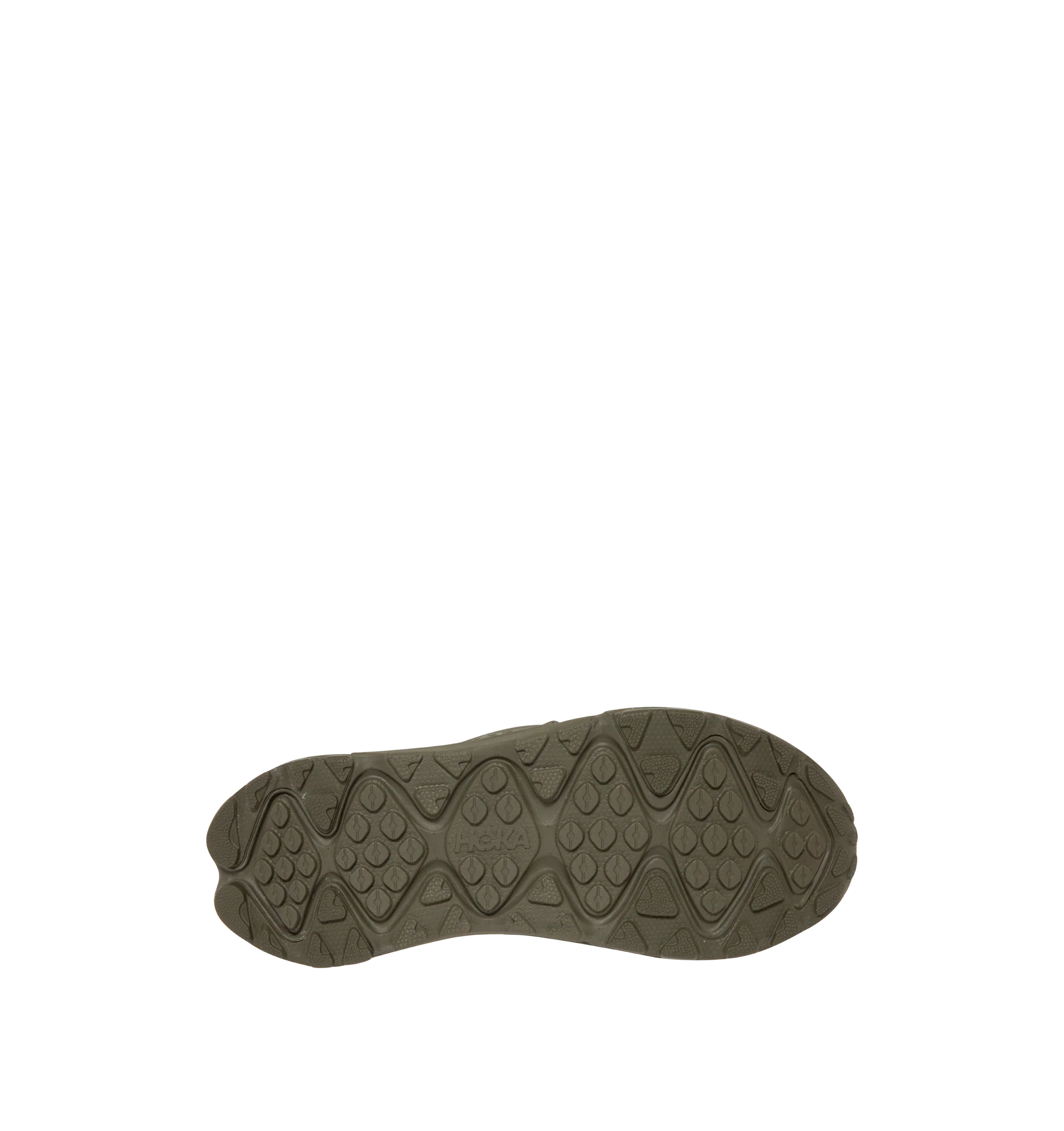 Image 4 of 5 - GREEN - HOKA Ora Primo EXT Shoe featuring a suede upper, G-hook closure that cinches down reflective webbing, scratch rubber toe and heel details, metal hardware, neoprene collar lining and dual-layer EVA midsole. Imported from Vietnam.