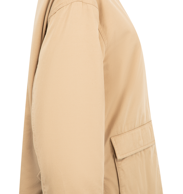 Image 3 of 3 - BROWN - THE ROW Aurelius Jacket featuring collared jacket in cotton and cashmere gabardine with buckled straps at side waist, front patch pockets, two-way front zip closure and interior zipped welt pockets. 95% cotton, 5% cashmere. Lined in 100% cotton. Made in Italy.