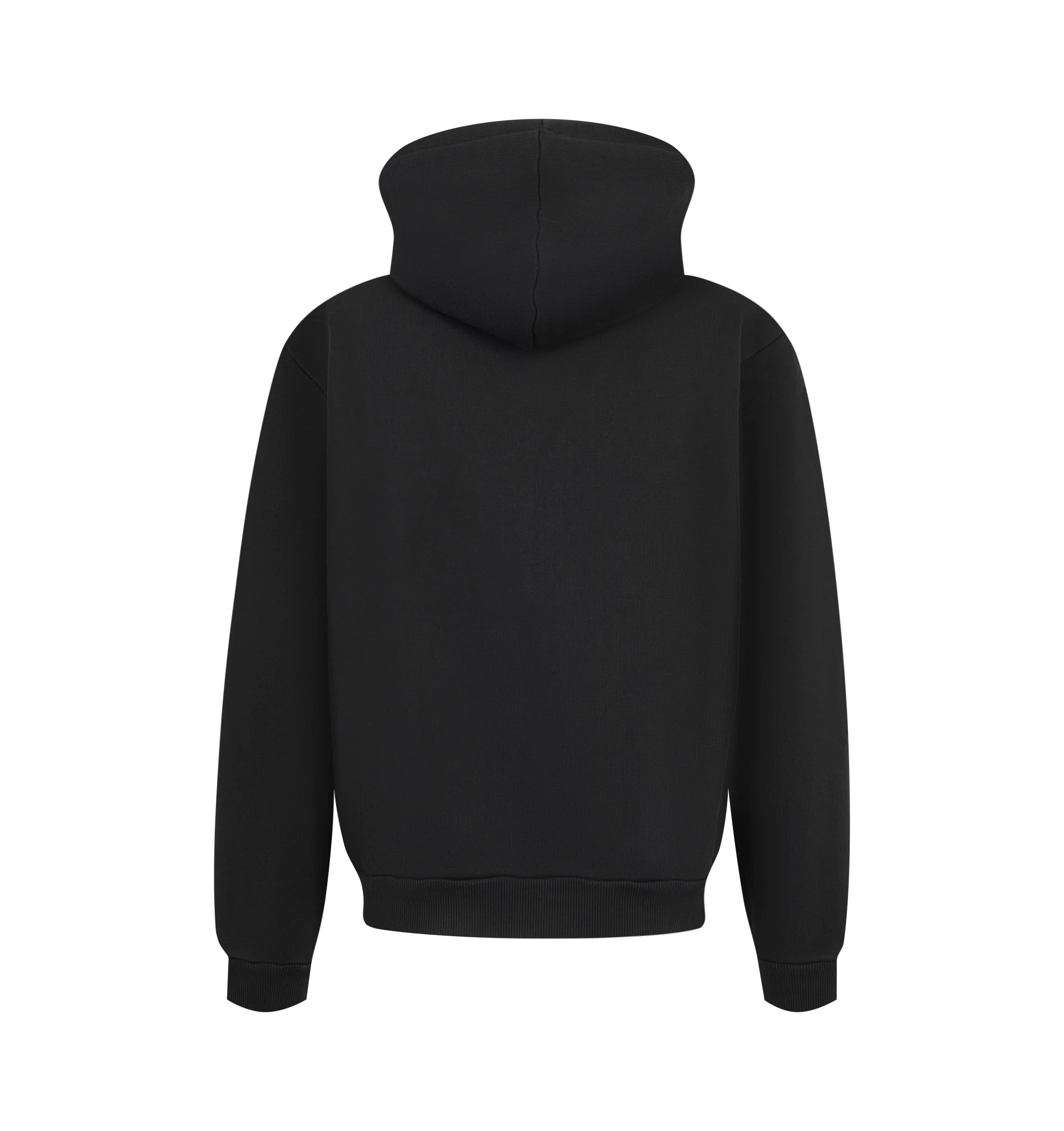 Image 2 of 2 - BLACK - Toteme Men's Zip Hoodie is crafted from cotton fleece and features a relaxed silhouette. Designed with a drawstring hood and front zip closure, this elevated essential is finished with silver-tone hardware and a signature monogram tab at the hem. Main Material: 100% Cotton.