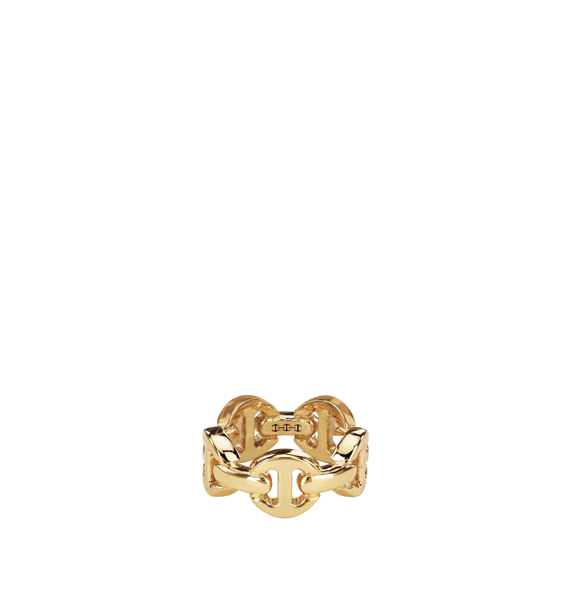 Image 1 of 2 - GOLD - HOORSENBUHS Classic Tri Link Ring featuring 18k yellow gold and 9.8mm band width. Cheap Luxury Handbag Shop offers a range of initial pieces from this collection in-store. For personal consultation and detailed information about jewelry, please contact our dedicated stylist team at personalshopping@hirshleifers.com. This item may be restricted for online purchase to international clients. For assistance purchasing this item please contact our dedicated stylist team at personalshopping@hirshleifers.
