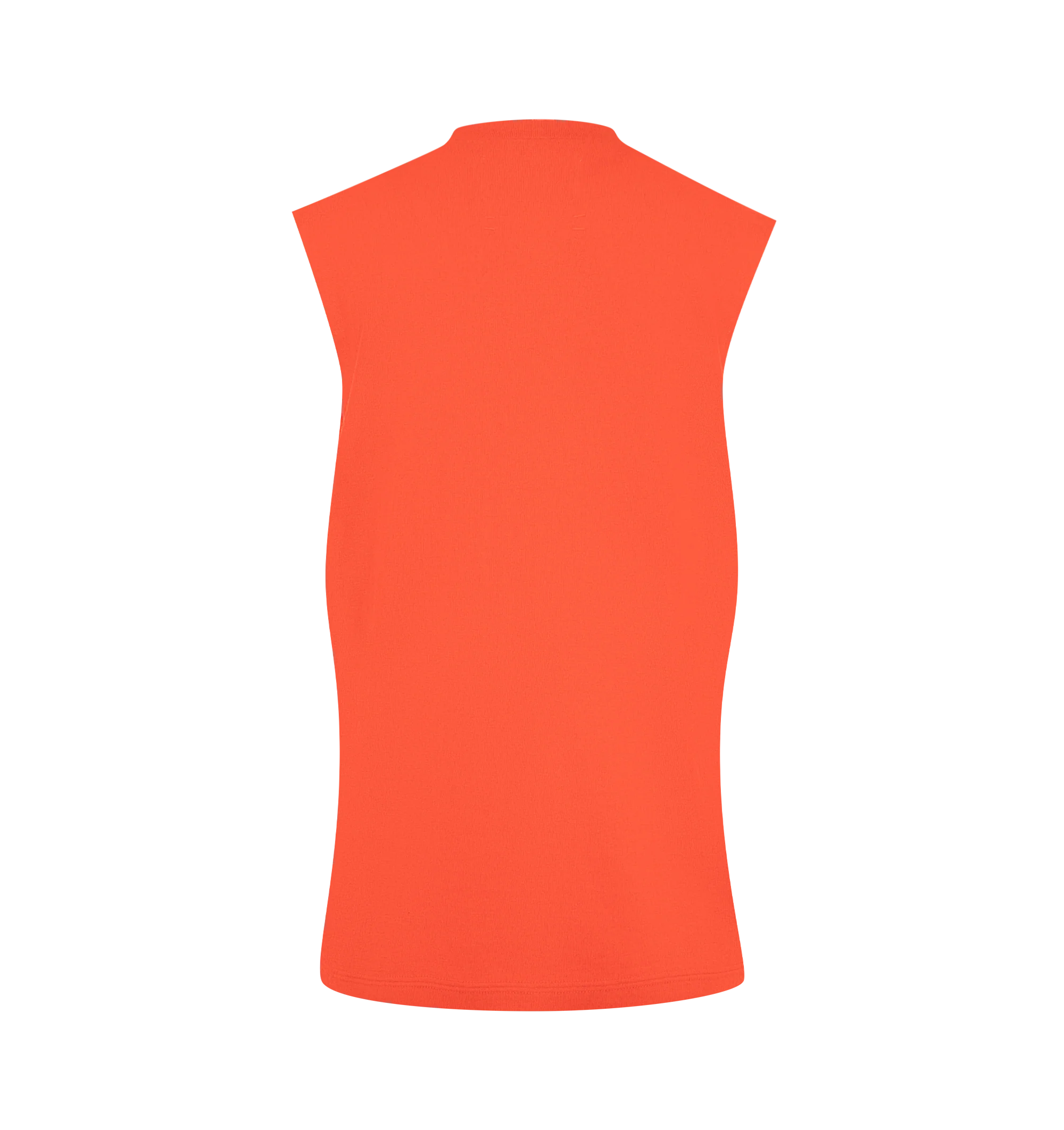 Image 2 of 2 - RED - Extreme Cashmere Women's N408 Muscle Tank Top is crafted from a lightweight cotton and cashmere blend and features a classic straight fit, crew neckline, sleeveless silhouette, and unfinished armhole edges for a modern, minimalist look. This designer knit tank top combines the breathable structure of cotton with the luxurious softness of cashmere, making it an effortless wardrobe essential for year-round layering. Main Material: 70% Cotton, 30% Cashmere.