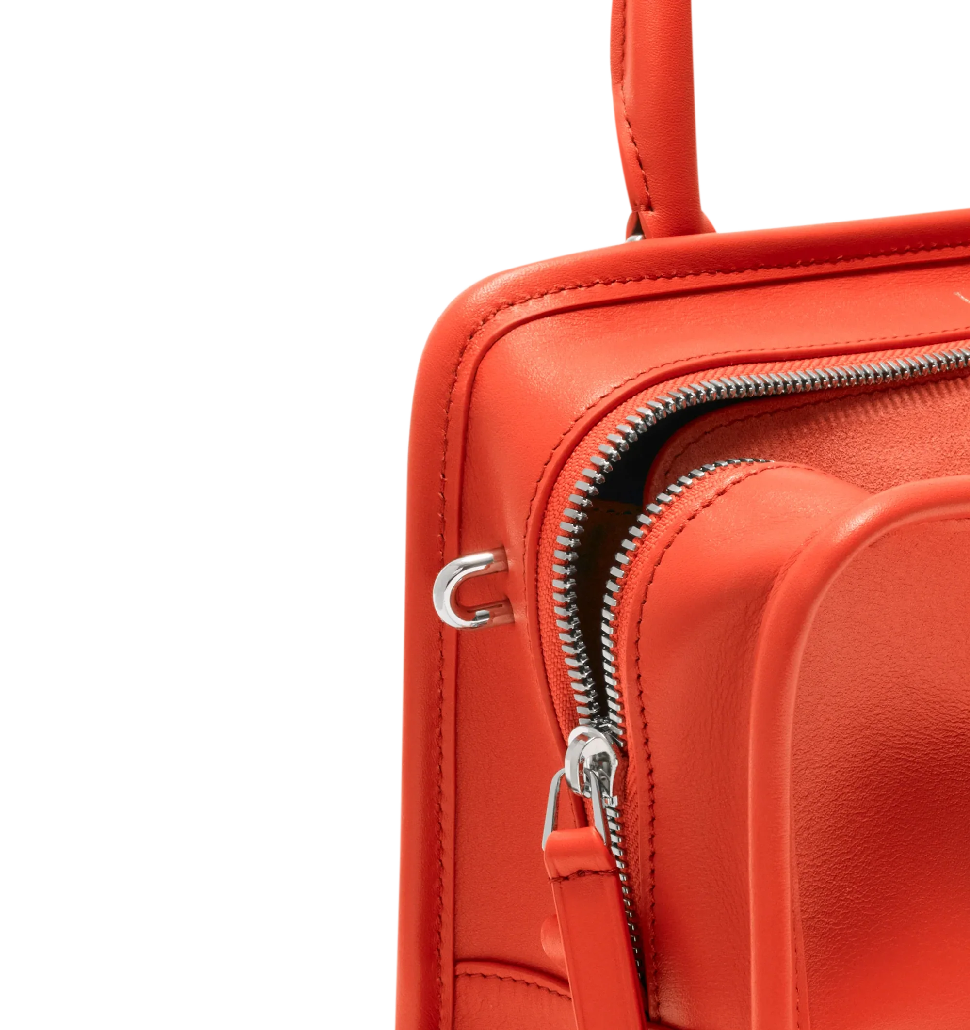 Image 17 of 17 - ORANGE - Loewe Small Amazona 180 Bag in leather features a relaxed silhouette anchored by a single toron top handle, designed to be carried open, while a concealed closure secures the main compartment, three carry options: short handle, removable shoulder strap and crossbody, zip closure with two leather zip pullers, two compartments, main compartment closed with magnetic closure, internal flat pocket, left side d-ring for customization, nappa lambskin lining, and embossed double L branding