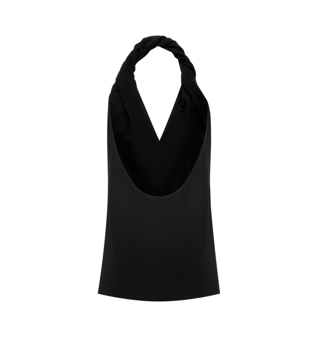 Image 2 of 2 - BLACK - TOTEME Twisted Jersey Halter Top featuring a draped halterneck silhouette, sleeveless, relaxed fit and fully lined. 96% viscose, 4% elastane.