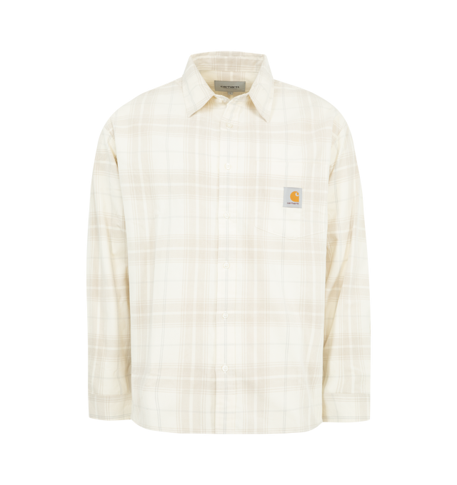 Image 1 of 2 - NEUTRAL - CARHARTT Wilber Shirt featuring a loose fit, midweight cotton corduroy, allover check pattern, triple stitched, chest pockets and square label. 100% cotton corduroy, 6.2 oz.