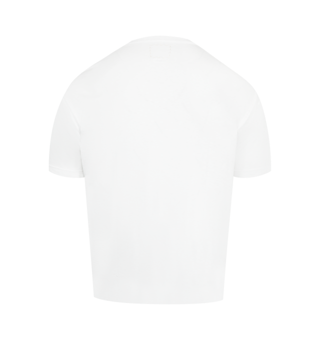 Image 2 of 2 - WHITE - VISVIM Cotton Crewneck Short Sleeve T-Shirt featuring jumbo silhouette and "VISVIM QUALITY WE TREASURE" Print Detail. 100% Cotton with one wash. 