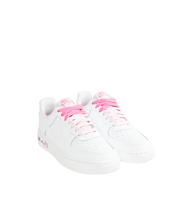 Image 2 of 5 - WHITE - NIKE Air Force 1 '07 SE "Cherry Blossom" Sneaker featuring real and synthetic leather, subtle floral details, Nike Air unit and rubber outsole with classic pivot circles.