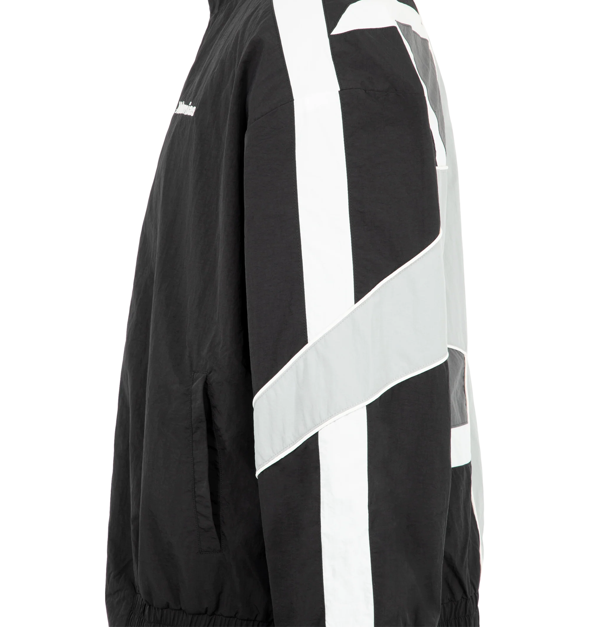 Image 3 of 3 - BLACK - Nahmias Men's MVP Warm Up Bomber Jacket is crafted from durable nylon and designed in Los Angeles, combining elevated sportswear aesthetics with modern functionality. Featuring the signature MVP star graphic wrapping around the back and sleeves, this bomber is finished with a front zipper closure for a streamlined, versatile look. Material: 100% Nylon 