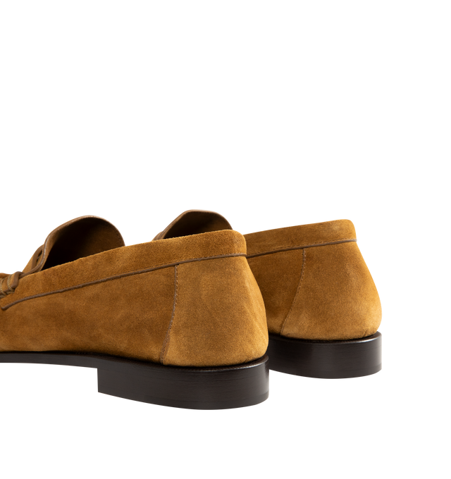 Image 3 of 4 - BROWN - SAINT LAURENT Le Loafer 15 Moc featuring supple penny loafers decorated with the cassandre, a hand-stitched moc toe and leather sole. Calfskin. Made in Italy.