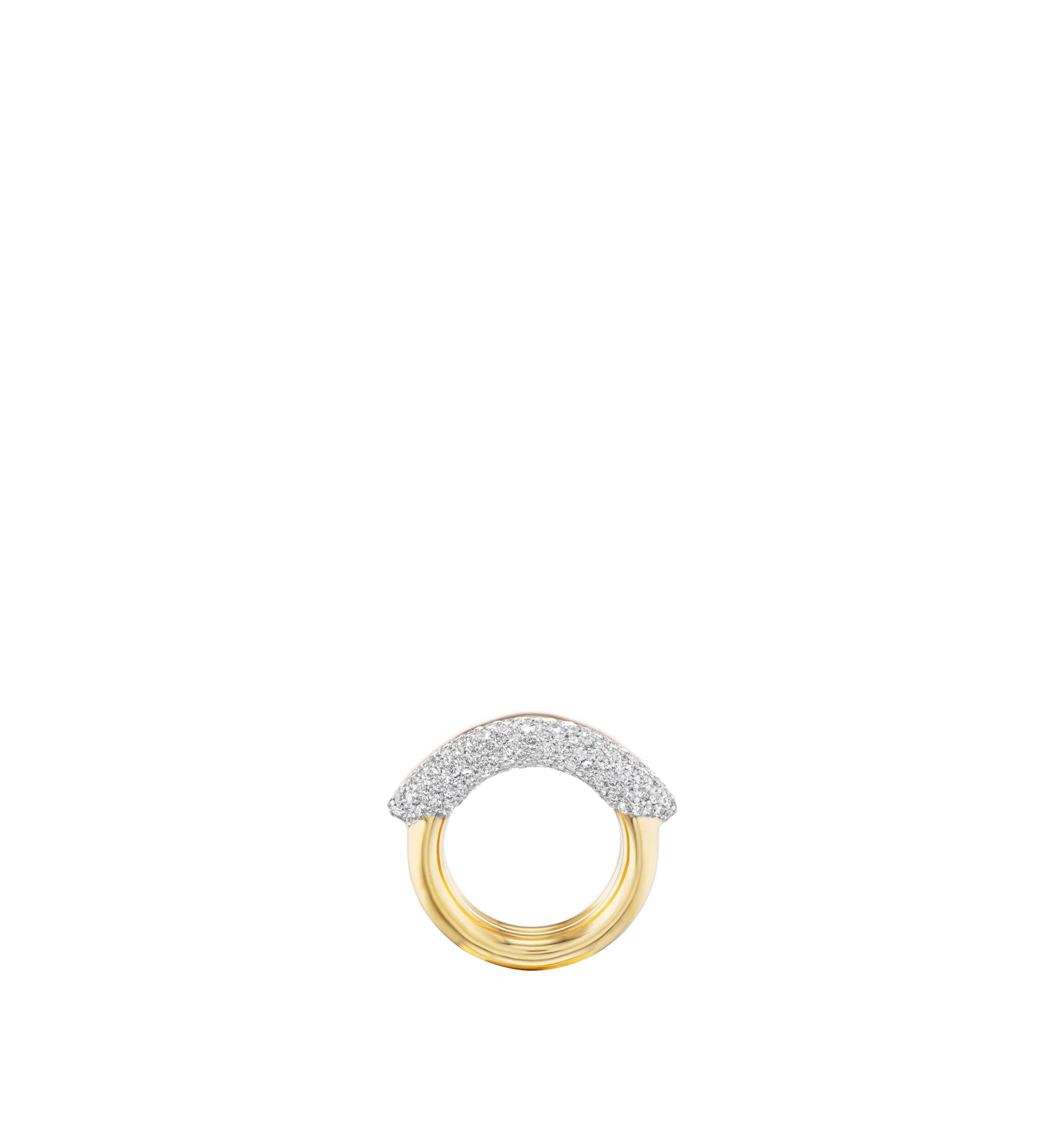 Image 3 of 6 - GOLD - Uniform Object Shard Ring featuring 39.8 g of solid 18K yellow gold with 2.19 TCW round pav diamonds. Handcrafted in New York City. For personal consultation and detailed information about jewelry, please contact our dedicated stylist team at personalshopping@hirshleifers.com.This item may be restricted for online purchase to international clients. For assistance purchasing this item please contact our dedicated stylist team at personalshopping@hirshleifers.com.
