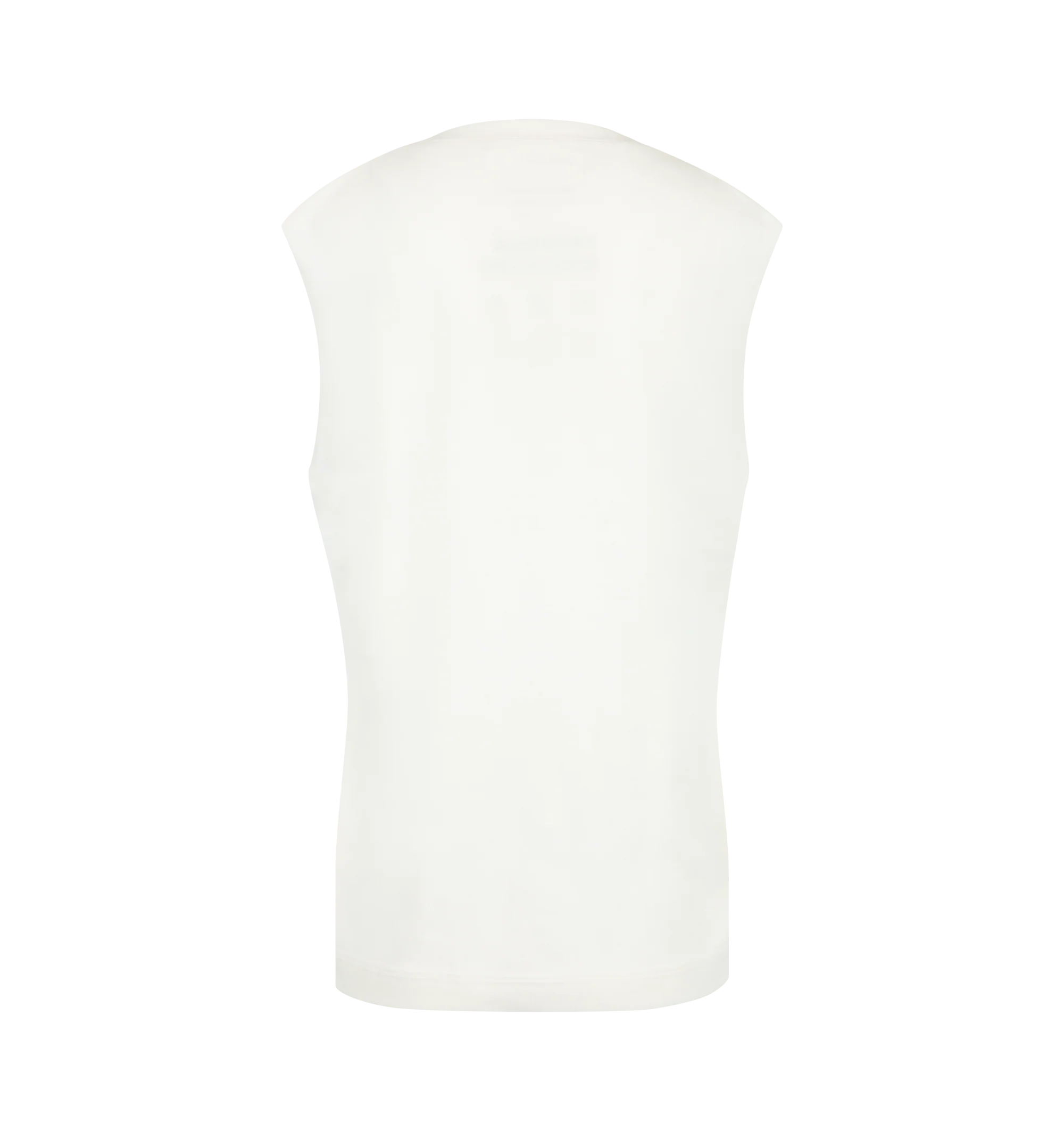 Image 2 of 2 - WHITE - Extreme Cashmere Women's N408 Muscle Tank Top is crafted from a lightweight cotton and cashmere blend and features a classic straight fit, crew neckline, sleeveless silhouette, and unfinished armhole edges for a modern, minimalist look. This designer knit tank top combines the breathable structure of cotton with the luxurious softness of cashmere, making it an effortless wardrobe essential for year-round layering. Main Material: 70% Cotton, 30% Cashmere.
