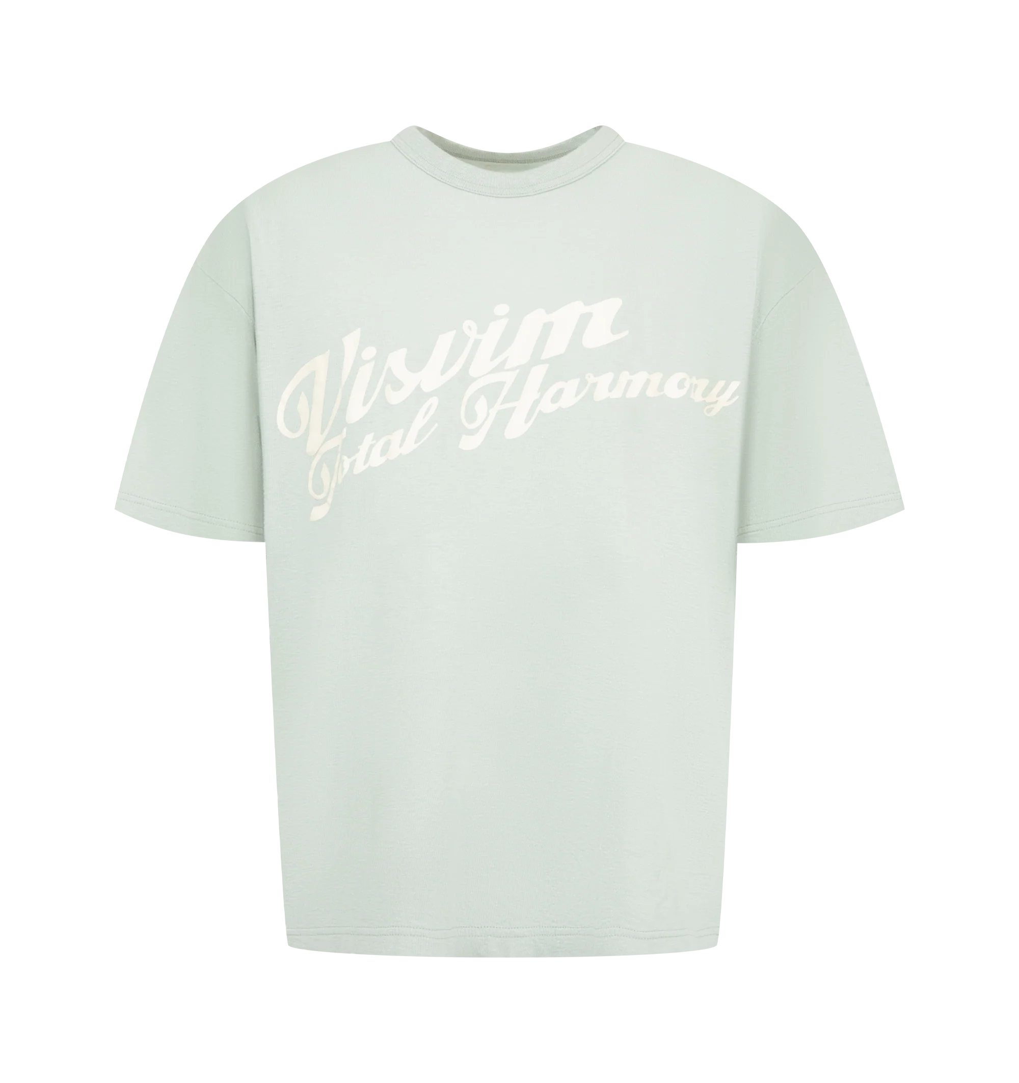 Image 1 of 2 - BLUE - Visvim Men's Jumbo Tee S/S is crafted from cotton jersey and features the brand's signature oversized Jumbo silhouette with a one-wash finish for a soft, lived-in feel. Designed with a classic crewneck, short sleeves, and a logo graphic print that showcases Visvim's vintage-inspired aesthetic. Main Material: 100% Cotton. Made in Japan.