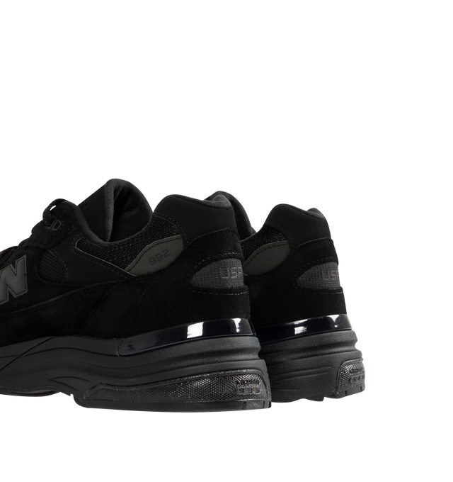 Image 3 of 5 - BLACK - NEW BALANCE 992 Core Sneaker featuring suede overlays, mesh upper, ABZORB cushioning at heel and forefoot, combination ENCAP and C-CAP midsole, reflective accents designed to catch the light and NDurance rubber outsole. 