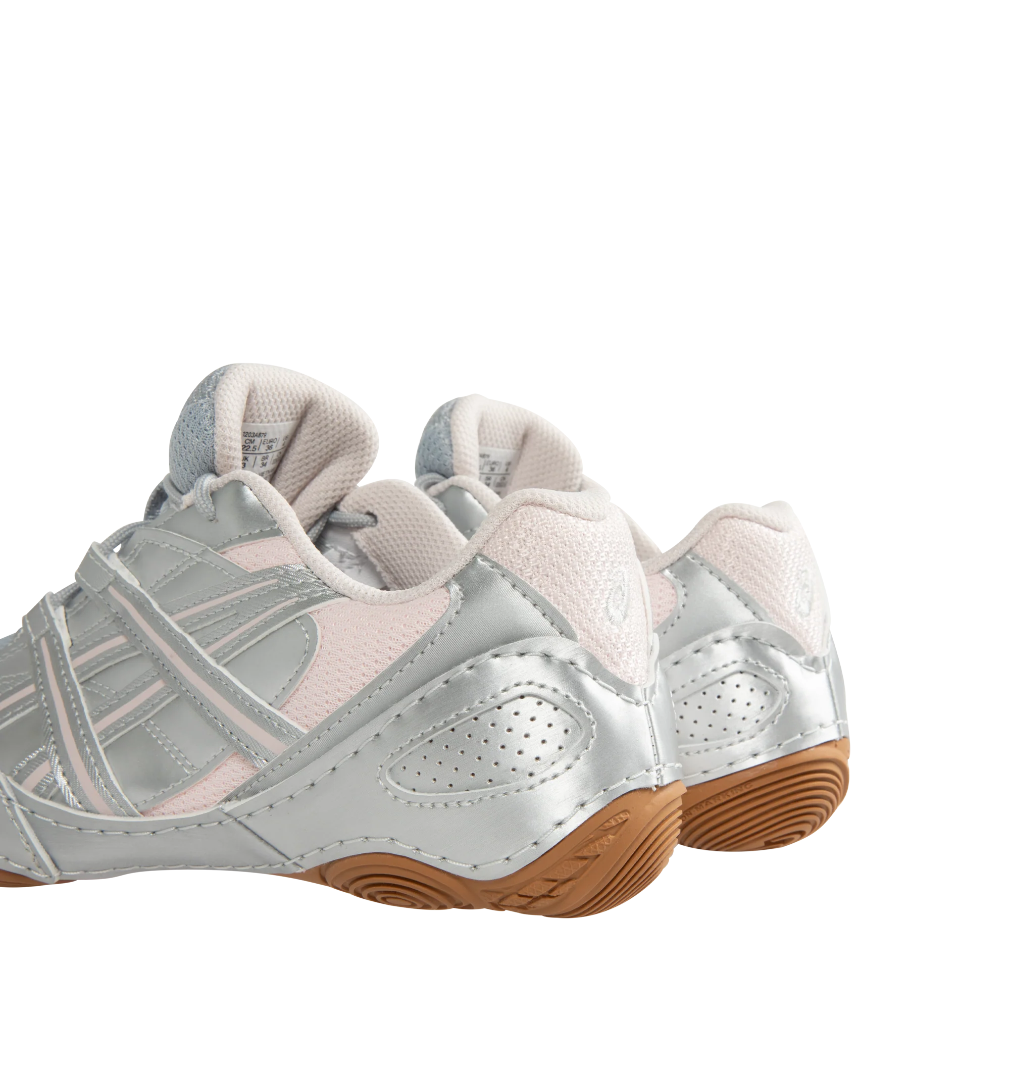 Image 3 of 5 - SILVER - ASICS Hypersync Sneaker featuring synthetic leather overlays, decorative stitching details, a low-profile, OrthoLite X-40 sockliner, OrthoLite heel cup and AHARPLUS outsole rubber. Imported from Vietnam.