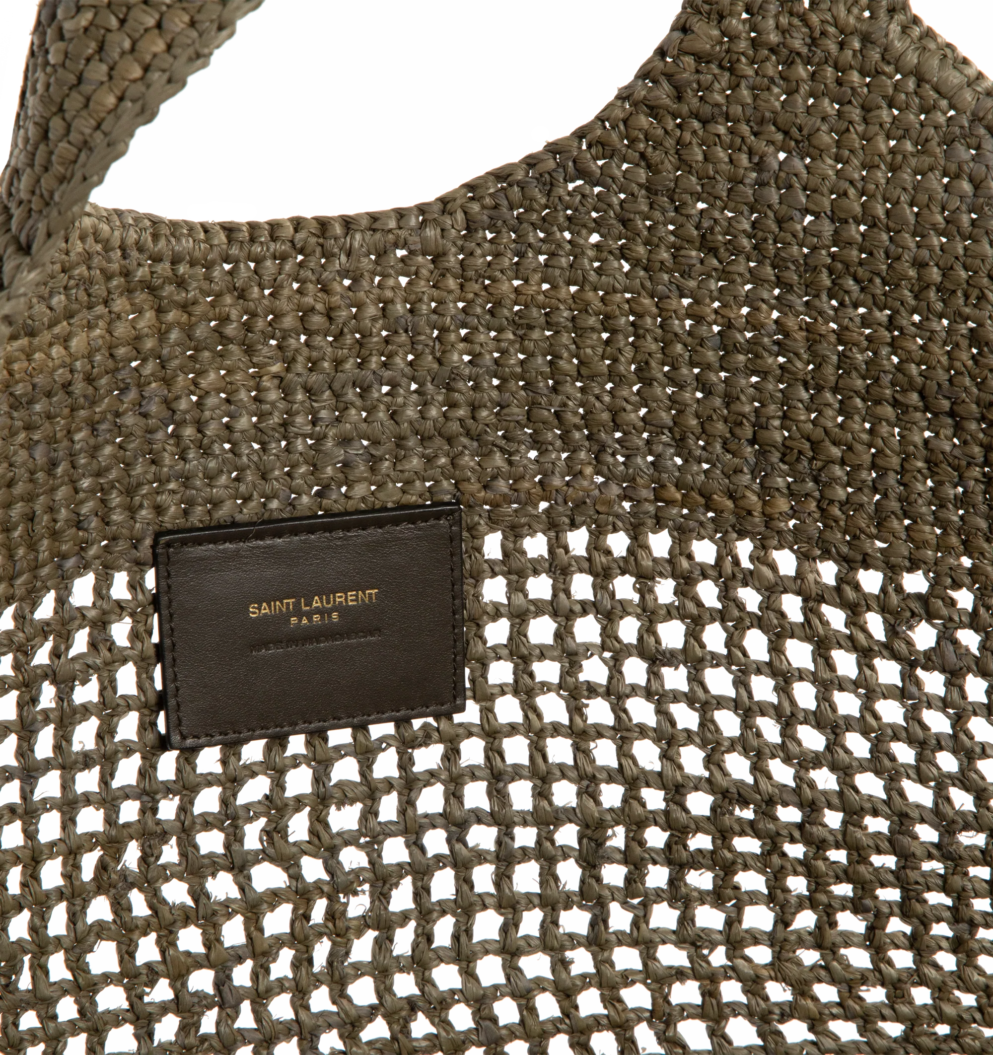 Image 3 of 3 - BROWN - Saint Laurent Womens Icare Medium Bag is crafted from crocheted raffia. Features a spacious silhouette, top handles, bronze-tone hardware, and multiple carry options. Main Material: Raffia; Hardware: Brass. Made in Madagascar.