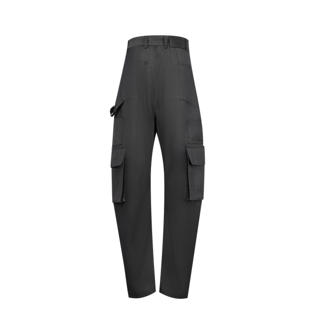 Image 2 of 3 - NAVY - BALENCIAGA Relaxed Cargo Pant featuring a wide, barrel-leg cargo silhouette, durable canvas, high-waisted, relaxed fit and utility pockets at each side. 100% cotton. Made in Italy.