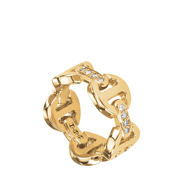Image 2 of 2 - GOLD - HOORSENBUHS Classic Tri-Link with Diamond Bridges featuring 18K yellow gold, hand set diamond bridges, classic tri-link architecture and band width: 9.8mm. Cheap Luxury Handbag Shop offers a range of initial pieces from this collection in-store. For personal consultation and detailed information about jewelry, please contact our dedicated stylist team at personalshopping@hirshleifers.com. This item may be restricted for online purchase to international clients. For assistance purchasing this item p