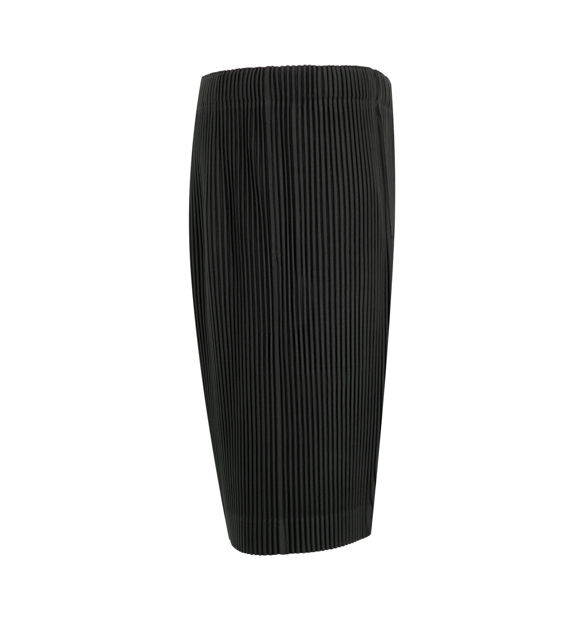 Image 3 of 3 - GREY - Issey Miyake Men's August Pleated Shorts feature signature pleated polyester jersey with quick-drying properties, side pockets, and an elasticated waistband with a button-fly closure. These designer shorts combine lightweight performance with the brand's iconic pleated construction for everyday comfort and modern style. Main Material: 100% Polyester. 