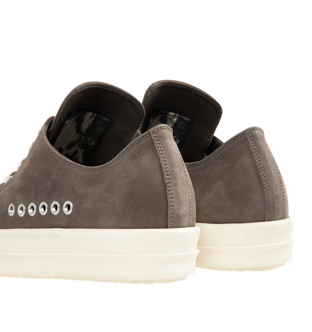 Image 3 of 5 - GREEN - RICK OWENS Extreme Low Sneaks featuring leather upper, lace-up front, ventilating eyelets at side, structured heel and rubber sole. Made in Italy.