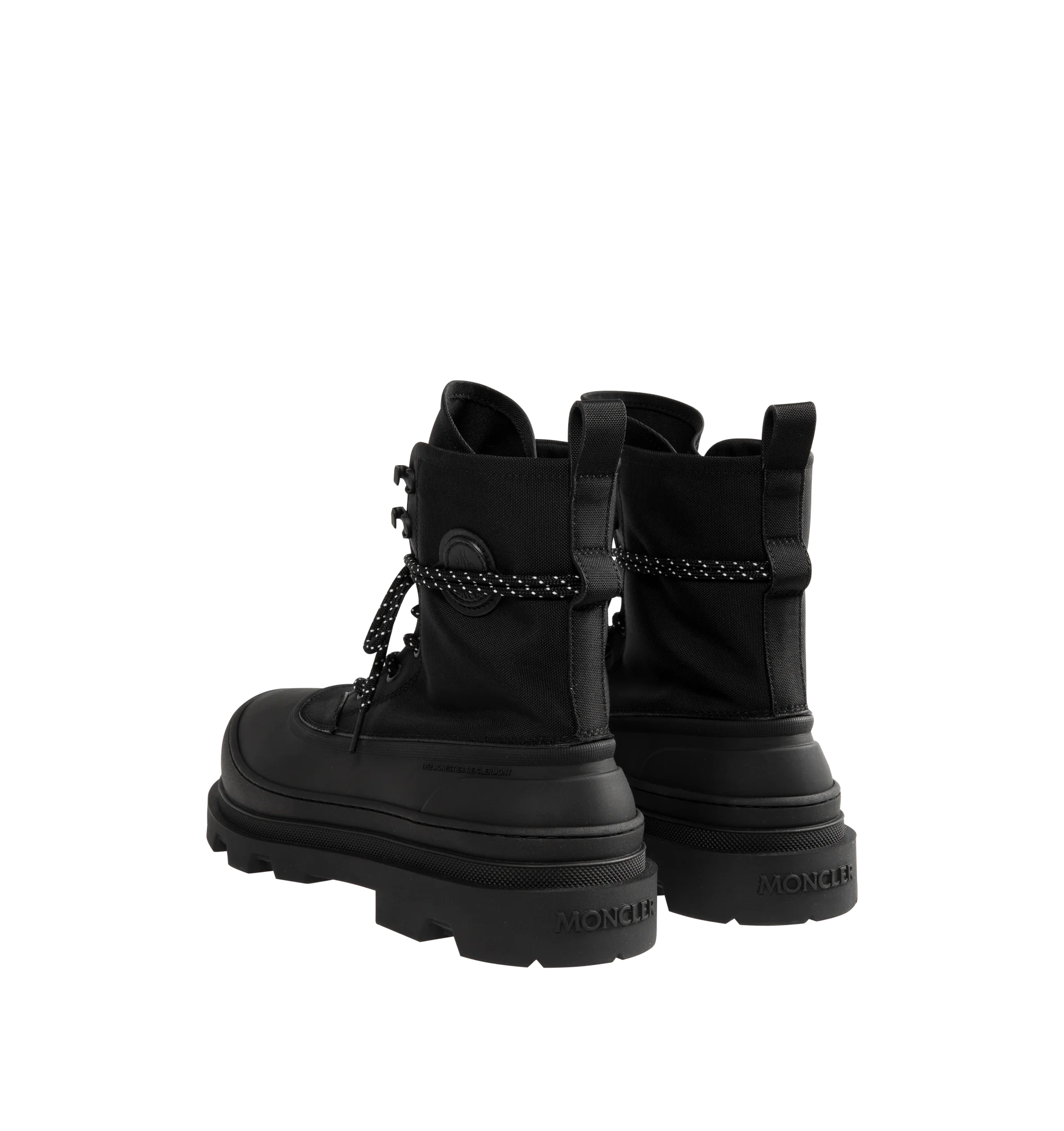 Image 3 of 4 - BLACK - Moncler Vera Sheal Lace-Up Boots combine refined craftsmanship with technical performance for everyday versatility. Designed in a sleek ankle-boot silhouette, these lace-up boots deliver lasting comfort, durability, and modern sophistication, making them an elevated choice for both urban and outdoor settings. UPPER: 100% Elastodiene; UPPER: 65% Polyamide / Nylon, 35% Polyester; LINING: 100% Polyester; SOLE: 100% Elastodiene. 