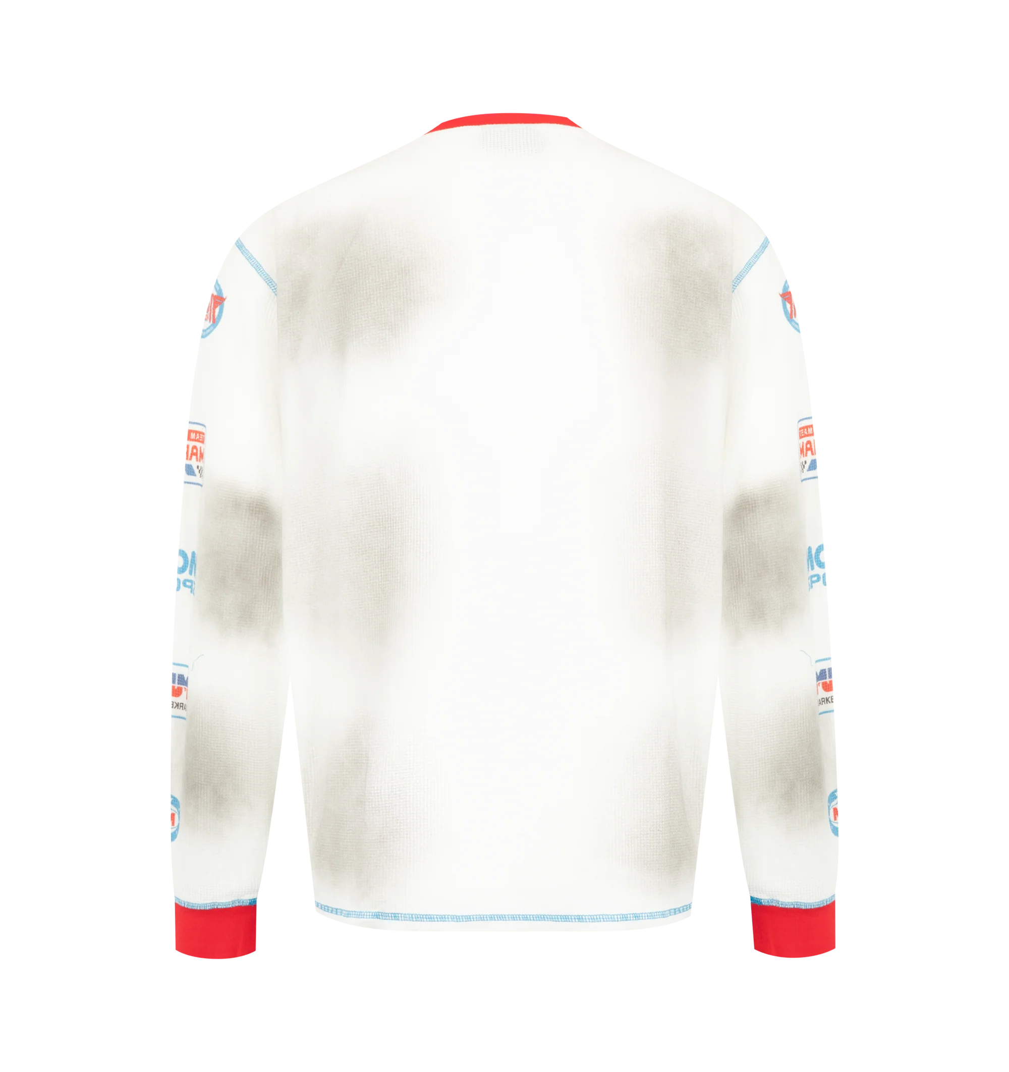 Image 2 of 3 - WHITE - Market Men's Speed Part Thermal Long Sleeve Shirt is crafted from a soft cotton-blend thermal knit and features a classic crew neckline, long sleeves, and seasonal Speed Part graphic artwork for a bold motorsport-inspired look. This designer thermal shirt combines textured everyday comfort with Market's signature contemporary streetwear aesthetic, making it an elevated layering essential for cooler weather. Main Material: 52% Cotton, 48% Polyester.