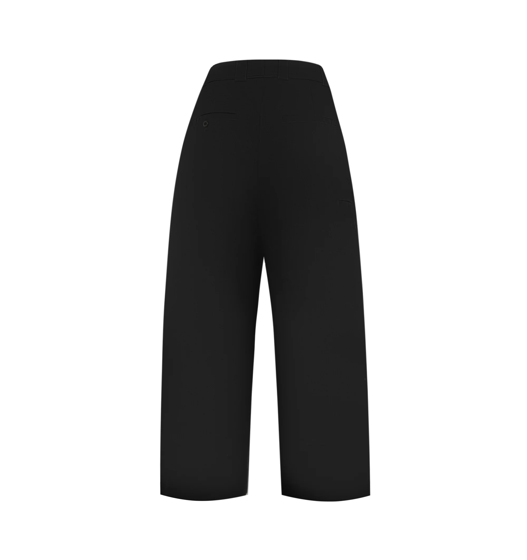 Image 2 of 3 - BLACK - WILLY CHAVARRIA Cholo Chino Trousers featuring cotton-blend twill, wide-leg, high-rise, belt loops, four-pocket styling, zip fly, creased legs and welt pocket and embroidered logo at back leg. 65% polyester, 35% cotton. Lining: 100% cotton. Made in Italy.